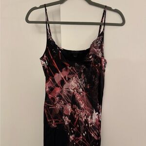 All Saints black and pink floral maxi slip dress
